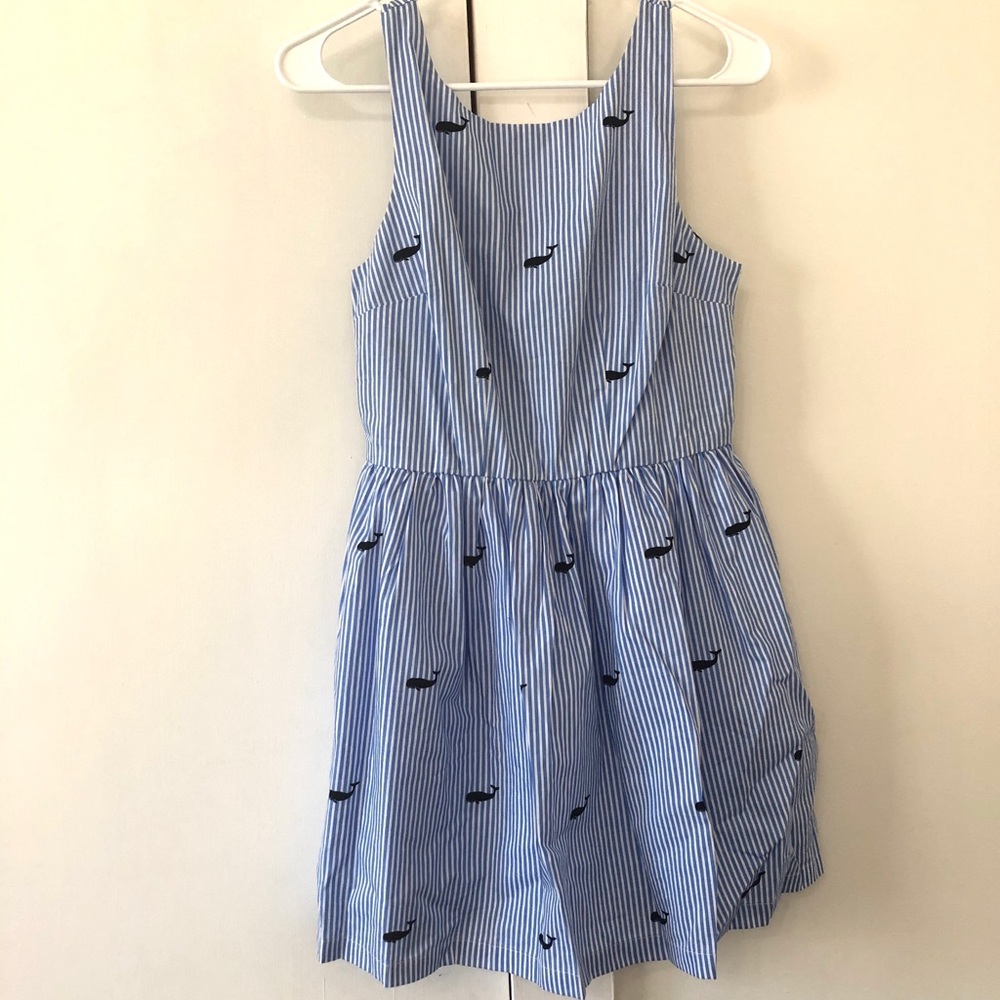 Sparrow Anthropologie dress whale print pinstripe
